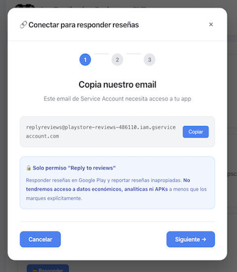 Paso 1: Copia nuestro email de Service Account